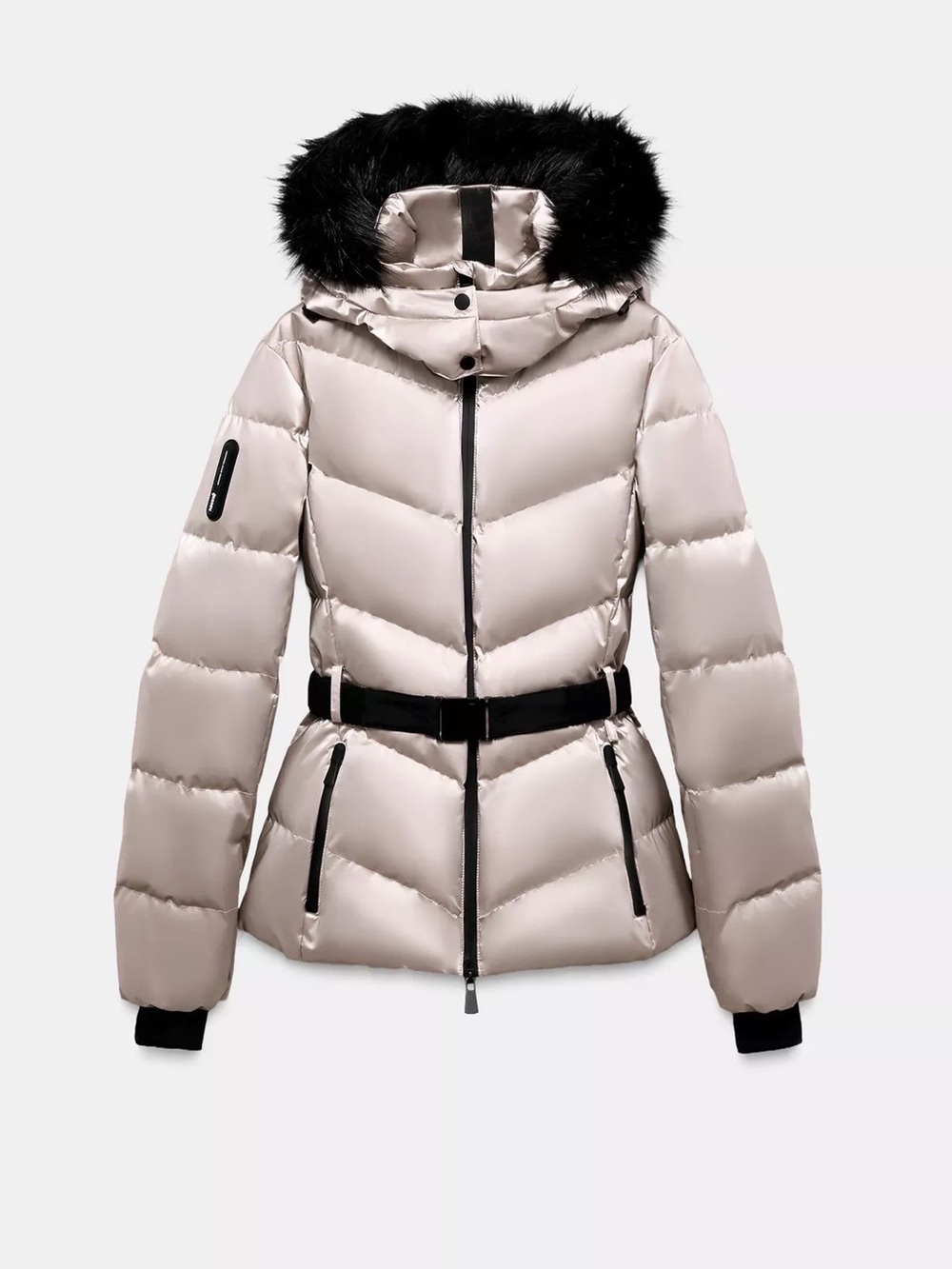 Zara Ski Women's Metallic Ivory Puffer Jacket with Hood %80Down %20 feather - Picture 4 of 7